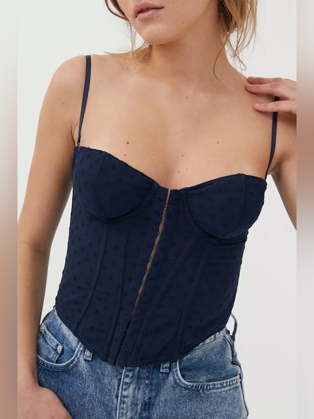 Urban Outfitters Out From Under Lucy Girl Crush Corset Top Navy Small